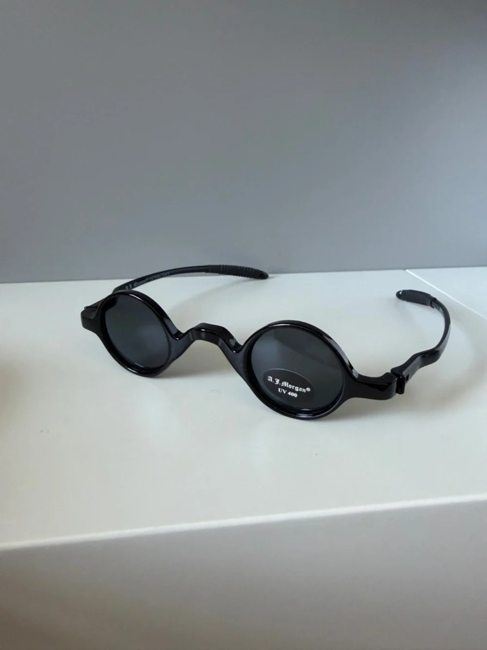 ASOS AJ Morgan avant garde cyberpunk little black round lens sun glasses